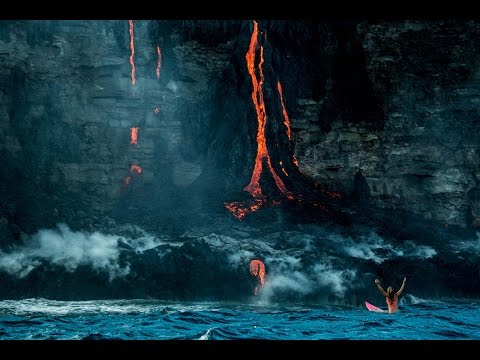 بالفيديو شاهد مغامرة تركب الأمواج بالقرب من الحمم البركانية