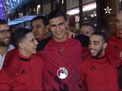 شاهد استقبال البطل المغربي أشرف أوشن ورفاقه