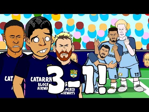 بالفيديو فيلم كرتوني يسخر من خسارة برشلونة التاريخية أمام مانشستر سيتى