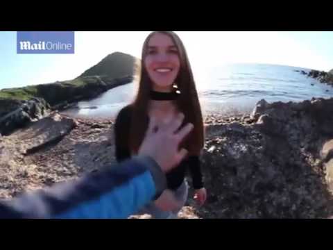 شاهد خدعة سيئة تتسبب في سقوط فتاة على الصخور