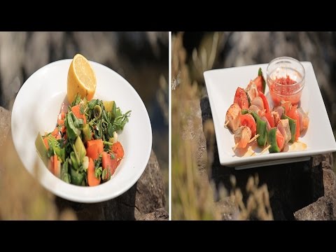 شاهد طريقة إعداد كباب سالمون  وسلطة الجرجير بالسماق