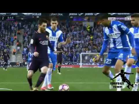 مهارات مذهلة للنجم ميسي أمام مدافعي إسبانيول