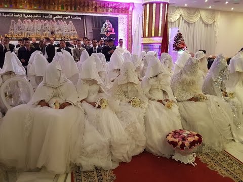 بالفيديو طنجة تزف 60 عروسًا في حفلة زفاف جماعي