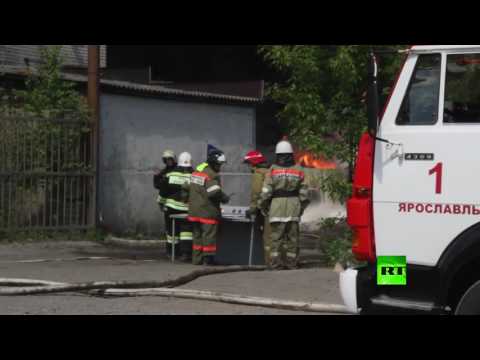 شاهد حريق ضخم في مستودع للوقود في موسكو