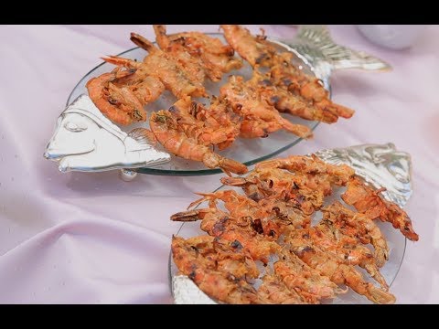 شاهد طريقة إعداد ومقادير جمبري مشوي على الفحم