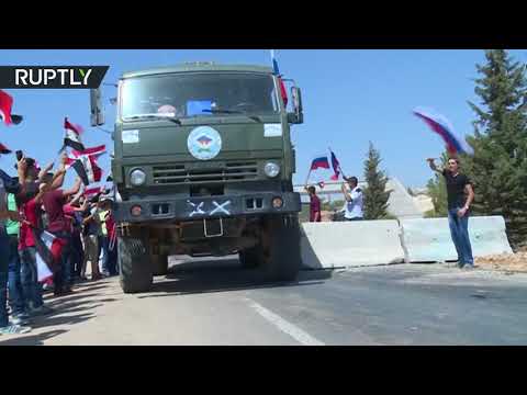 شاهد مساعدات روسية تصل مدينة الرستن السورية