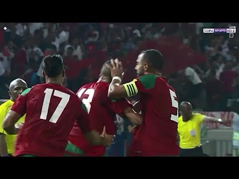 شاهد  الهدف الأول لأسود الأطلس في مرمي المنتخب الغابوني