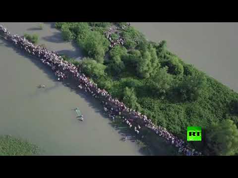 شاهد طائرة من دون طيار تراقب نزوح الآلاف من الروهينغا من ميانمار