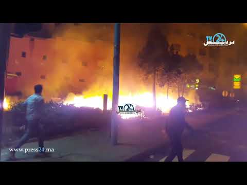 أفريقيون يعتدون على المواطنين ويضرمون النار في سيارة في محطة أولاد زيان