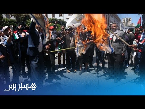 شاهد حرق علم إسرائيل في مسيرة إحياء الذكرى الـ70 للنكبة