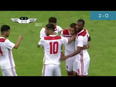 شاهد  ملخص الشوط الأول من مواجهة المغرب واستونيا