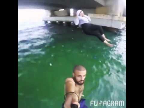بالفيديو شاب وفتاة يقفزان من أعلى كوبري ستانلي الإسكندرية