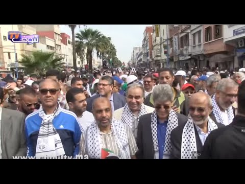 شاهد مسيرة تضامنية مع الشعب الفلسطيني في الدار البيضاء