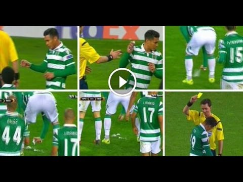 لاعب سبورتينغ لشبونة يسرق من الحكم spray