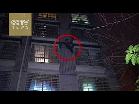 لص صيني يحاول الهرب على طريقة